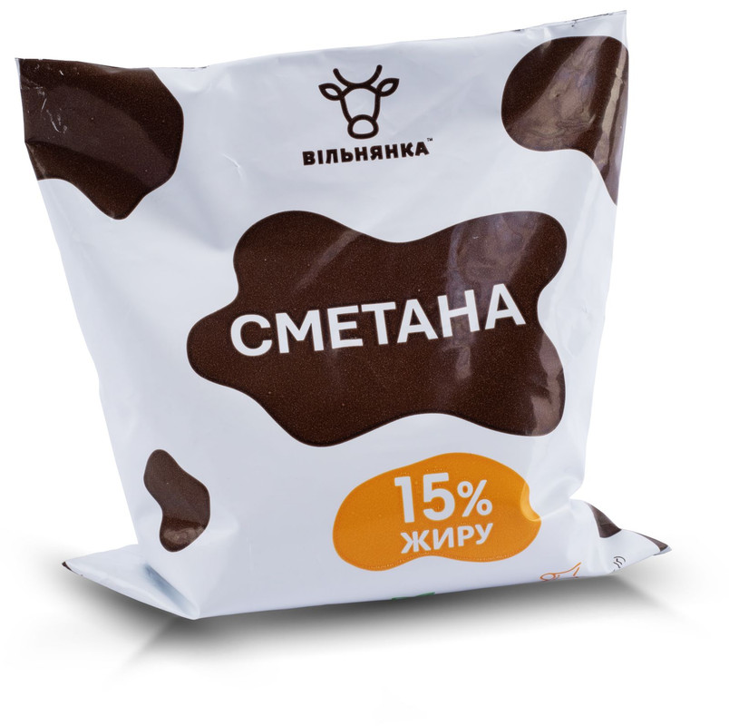 Сметана ВІЛЬНЯНКА плівка поліетиленова, 15%, 400г